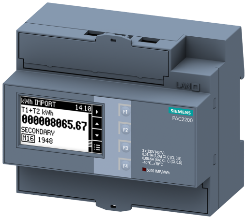 SENTRON 7KM PAC2200 power monitoring device, 3-phase, 5 A, DIN rail, M-Bus, MID