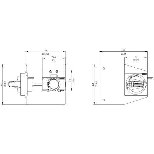 Side wall mounted rotary operator EMERG.-STOP IEC IP65 with mounting bracket ...