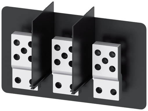 Front, broadened main terminal pieces for mounting on front terminal