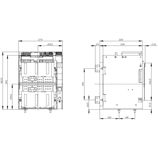 Guide frame for 3WL10 - 3-pole rear vertical terminal