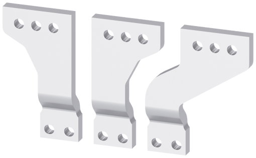 Front, broadened main terminal pieces for mounting on front