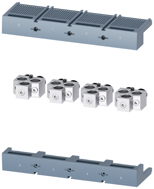 Circular conductor terminal, 3 cables, with control wire voltage tap, 4 units...