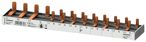 Compact pin busbar, 10 mm2, connection 3PN RCCB N right 1x RCCB, 4-pole