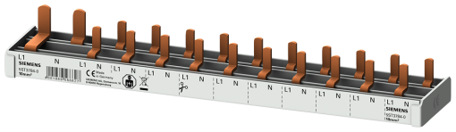Compact pin busbar, 10 mm2, connection 1PN RCCB N right 1x RCCB, 2-pole