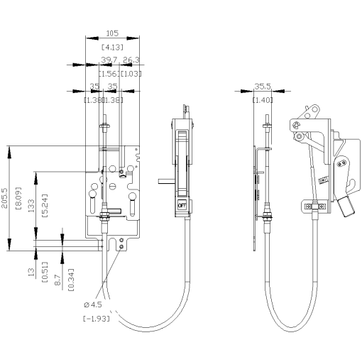 Operator with Bowden cable Max-Flex operator complete kit plastic handle