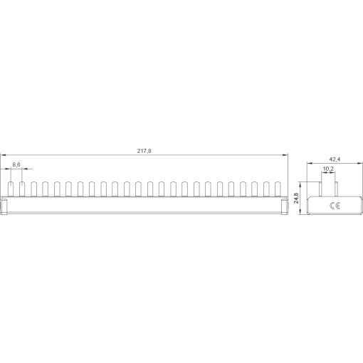 Compact pin busbar, 10 mm2, connection 1PN 12x compact device 1 MW