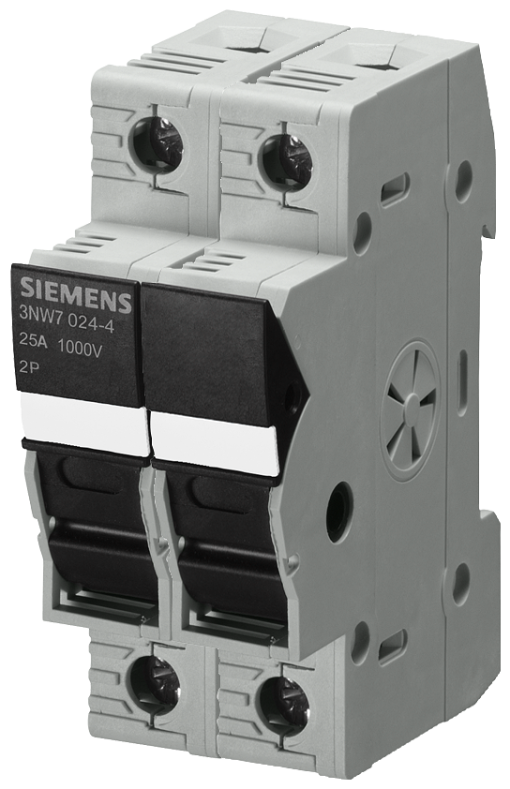 SENTRON, cylindrical fuse holder, 10x38 mm, 2-pole, In 25 A, Ue DC 1000 V