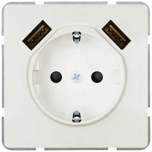 DELTA style SCHUKO socket outlet with double USB charger, titanium white