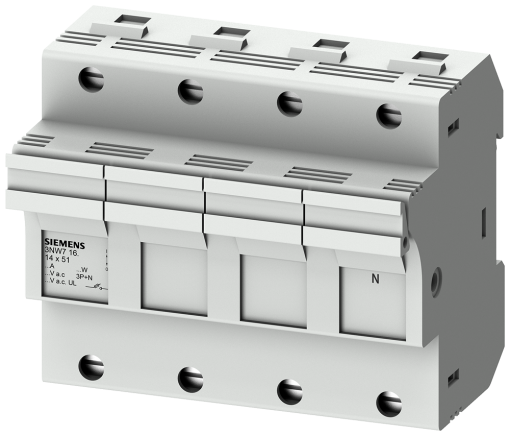 SENTRON, cylindrical fuse holder, 14 x 51 mm, 3PN, In 50A, Un AC 690 V