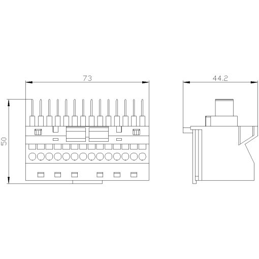 Base part for secondary disconnect terminal AUX