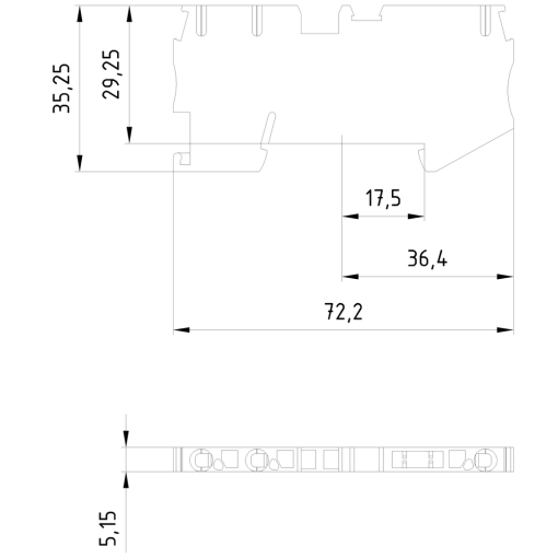 Isolating terminal for isolating plug with spring-loaded connection, 3 terminals