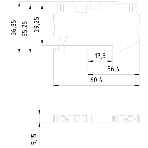 Isolating blade terminal with spring-loaded connection, cross-section 0.08-2...