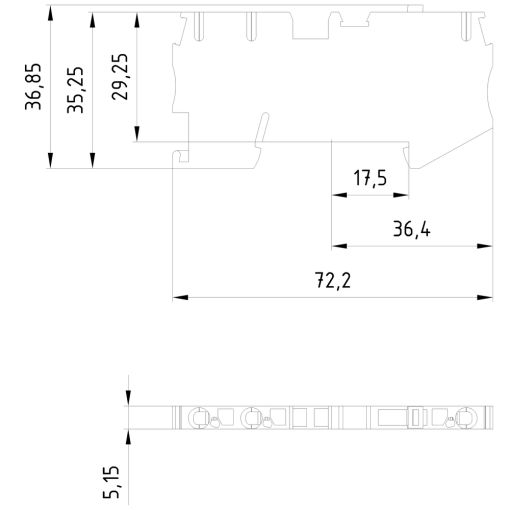 Isolating blade terminal with spring-loaded connection, 3 terminals