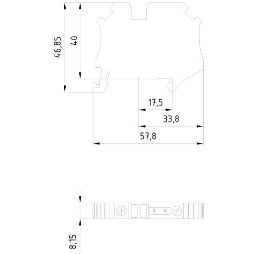 Isolating terminal with screw connection terminal size 6.0 mm2 terminal width...