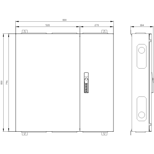 ALPHA 160, wall-mounted cabinet, surface mounting, with distribution board pa...