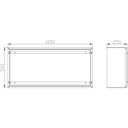 SK1 marshaling box, IP55 H500, W1050, D250 screwed front plate