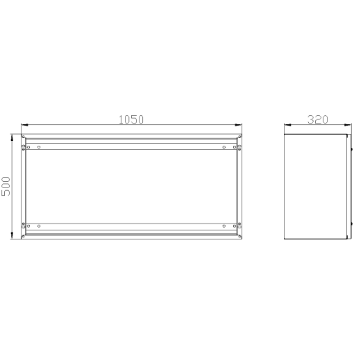 SK1 marshaling box, IP55 H500, W1050, D320 screwed front plate