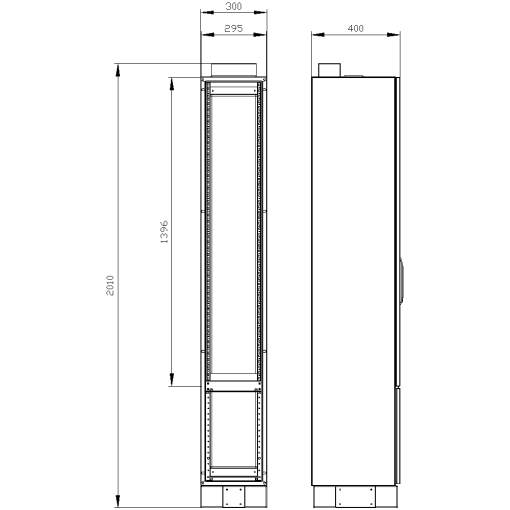 ALPHA DIN transformer cabinet H1950 W300 D400 incl. 100 mm base, sheet-ste...