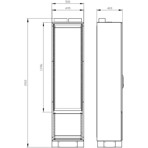 ALPHA DIN transformer cabinet H1950 W500 D400 incl. 100 mm base, sheet-ste...