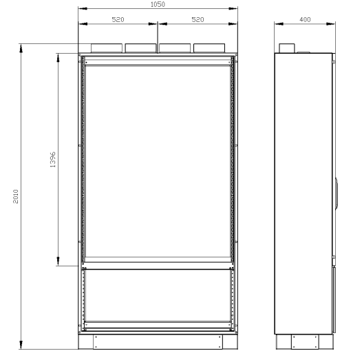 ALPHA DIN transformer cabinet H1950 W1050 D400 incl. 100 mm base, sheet-st...