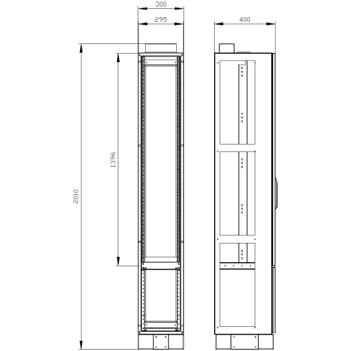 ALPHA DIN transformer cabinet H1950 W300 D400 incl. 100 mm base, sheet-ste...