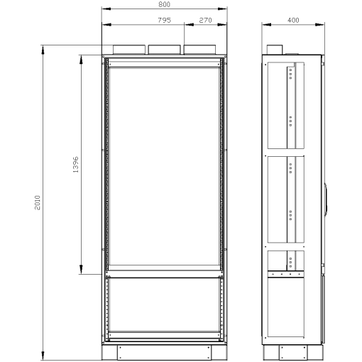 ALPHA DIN transformer cabinet H1950 W800 D400 incl. 100 mm base, sheet-ste...