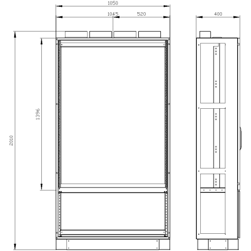 ALPHA DIN transformer cabinet H1950 W1050 D400 incl. 100 mm base, sheet-st...