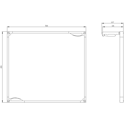 Reserve section cover with inspection window H450 mm, W500 mm