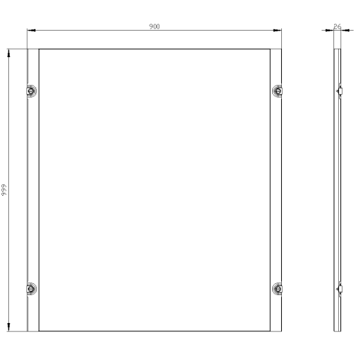 ALPHA 630 Universal, Section cover recessed H1000 W900