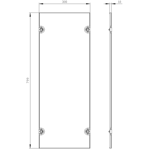 ALPHA 630 Universal, Section cover without cutouts H800 mm W300 mm