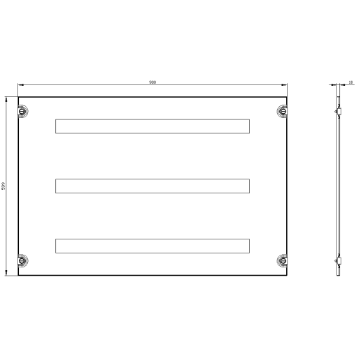 ALPHA 630 Universal, Section cover with cutouts 3x 36 MW, Clearance between r...