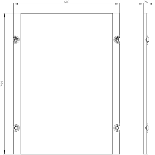 ALPHA 630 Universal, Section cover recessed H800 W600