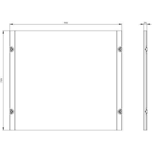 ALPHA 630 Universal, Section cover recessed H800 W900