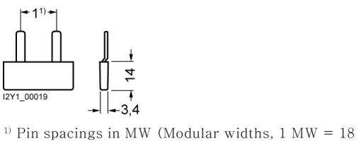 Pin busbar, 10 mm² connection 2 x 1-phase safe to touch