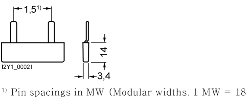 Pin busbar, 10 mm² connection 2 x 1-phaseASFC safe to touch