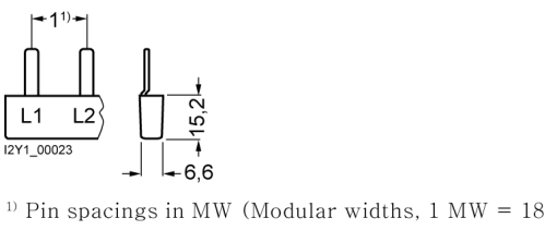 Pin busbar, 10 mm² connection 2 x 2-phase safe to touch
