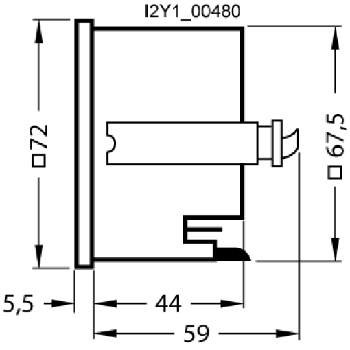 Time counter 72x 72 mm 10-50 V DC without terminal cover