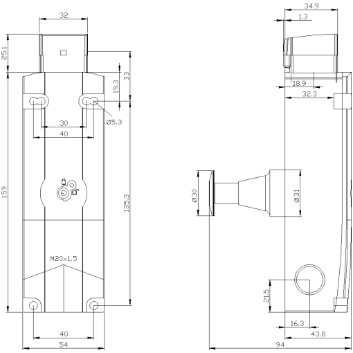 Safety position switch locking force 1300N, 3X