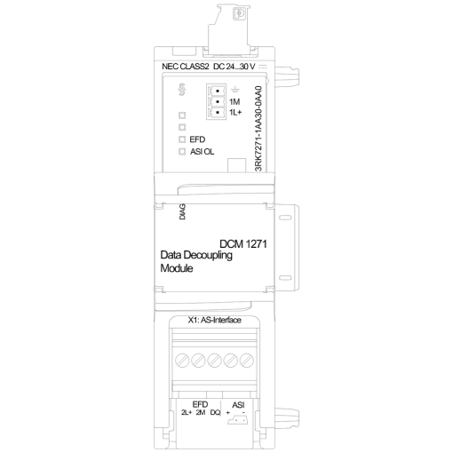 S7-1200, DCM 1271, data decoupling unit for AS-i master CM 1243-2 in 24 V30...