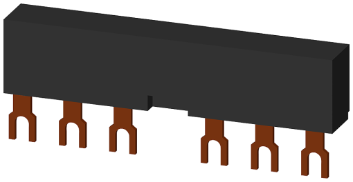 3-ph. busbars modular spacing 55 mm for 2 switches connections in fork shape