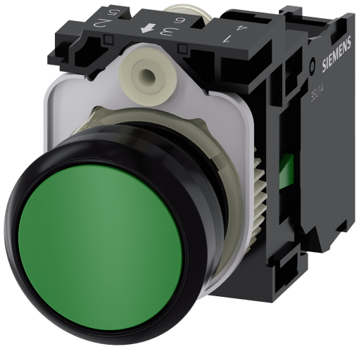 Pushbutton, 22 mm, round, plastic, green, button, 1 NO