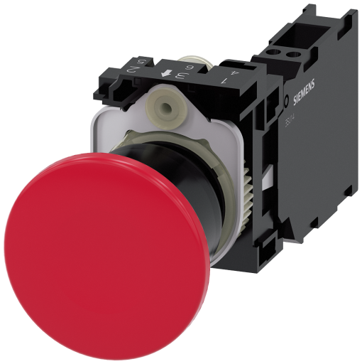 Mushroom pushbutton, 22 mm, round, plastic, red, 1 NO  1 NC