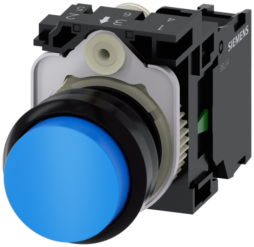 Pushbutton, 22 mm, round, plastic, blue, button, 1 NO