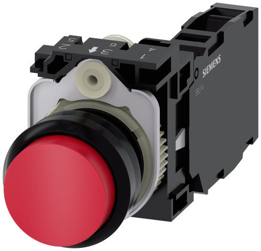 Pushbutton, 22 mm, round, plastic, red, button, 1 NO  1 NC