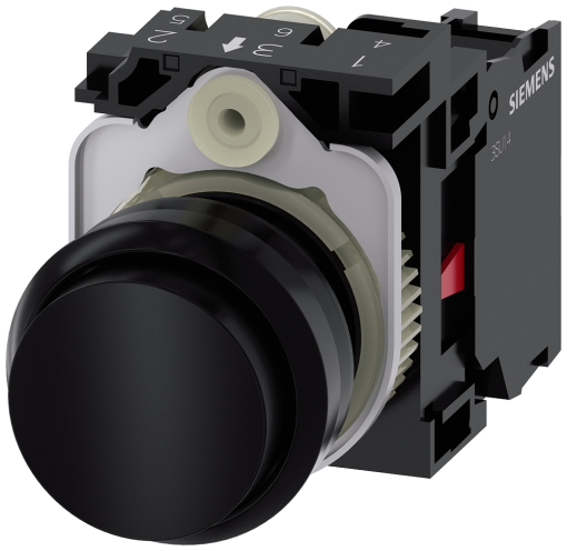 Pushbutton, 22 mm, round, plastic, black, button, 1 NC