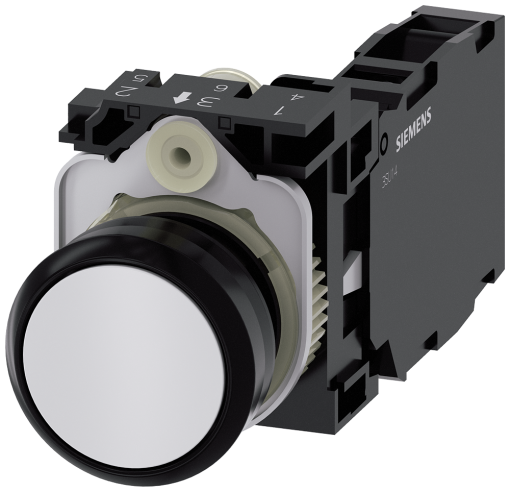 Pushbutton, 22 mm, round, plastic, white, button, 1 NO  1 NC