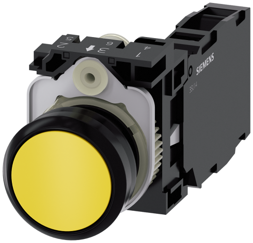 Pushbutton, 22 mm, round, plastic, yellow, button, 1 NO  1 NC