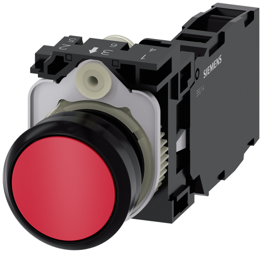 Pushbutton, 22 mm, round, plastic, red, button, 1 NO  1 NC