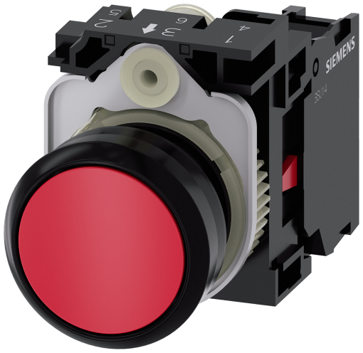 Pushbutton, 22 mm, round, plastic, red, button, 1 NC