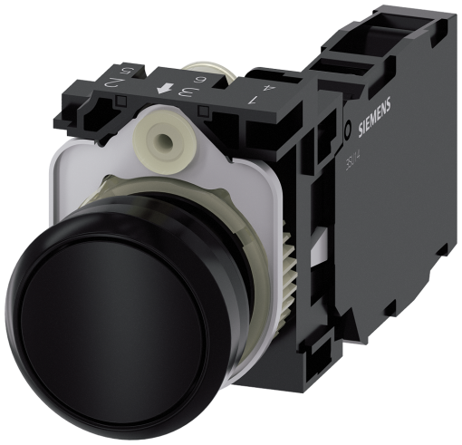 Pushbutton, 22 mm, round, plastic, black, button, 1 NO  1 NC